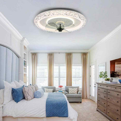 Bella Depot 20 in Crystal White Ceiling Fan LED Light Fandelier w/ Remote 