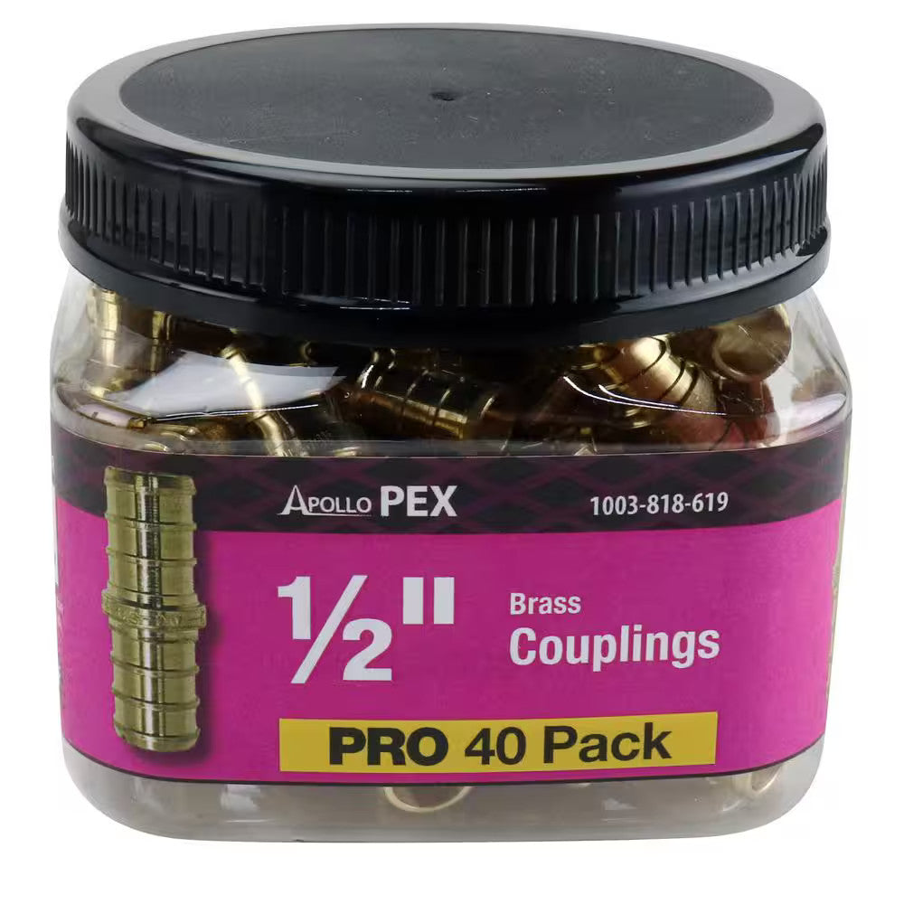 Apollo 1/2 in. Brass PEX-B Coupling Pro Pack (40-Pack) APXC1240JR