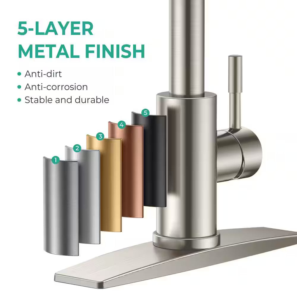 ANZA Pull Down Sprayer Kitchen Faucet Soap Dispenser, Deckplate, Brushed Nickel