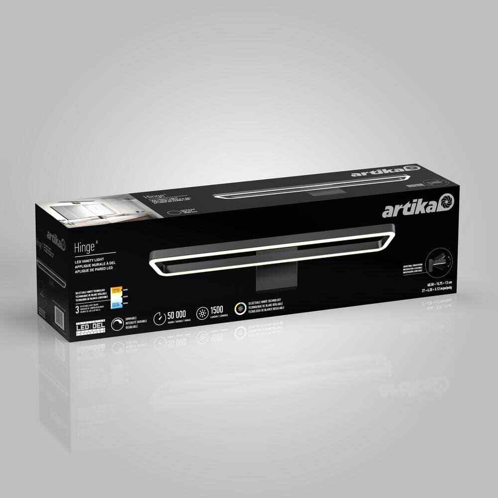 Artika Hinge 27" 1-Light Black Modern LED 3 CCT Vanity Light Bar for Bathroom