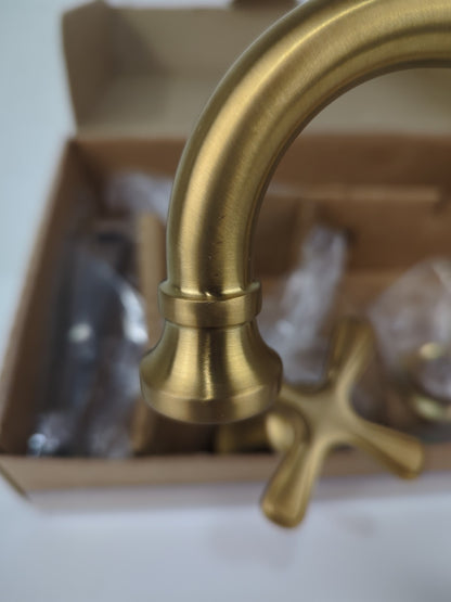 Colinet High Arc Bathroom Faucet Brushed Gold TS44103BG  Cross Handles *READ*