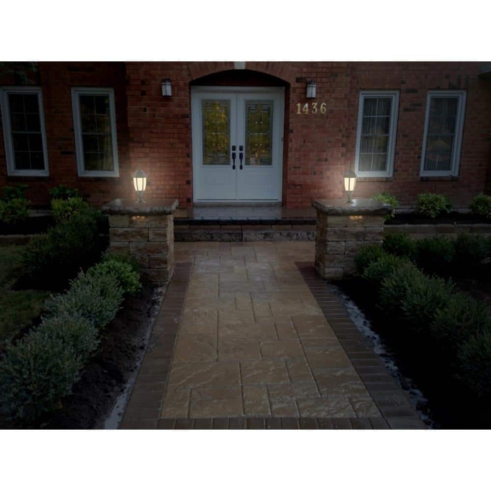 Black Solar Wall or Pillar LED Outdoor Light Sconce with Amber or White Light