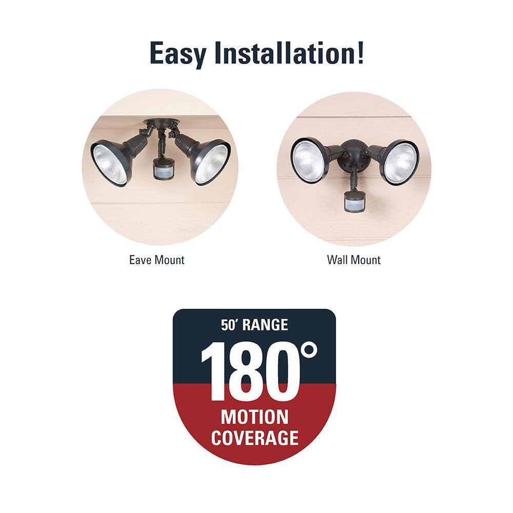All-Pro 180-Degree Bronze Motion Activated Sensor Outdoor Security Flood Light