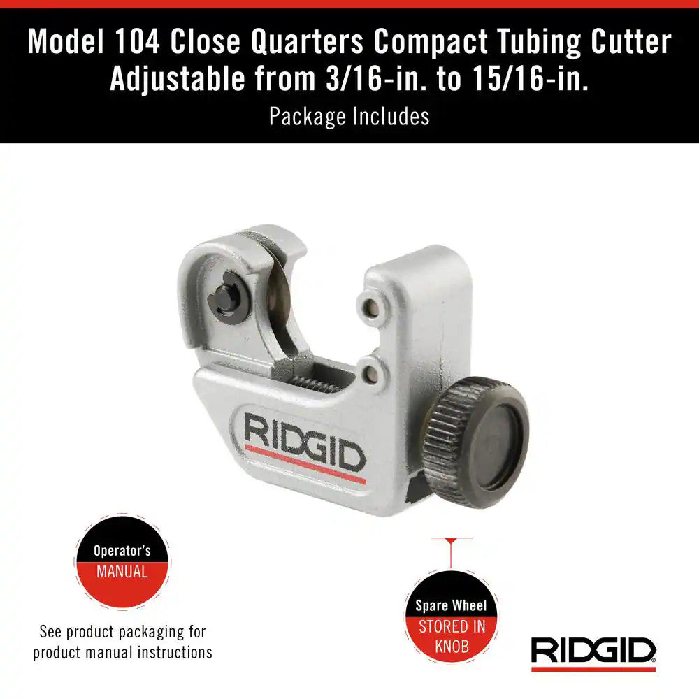 32985 Model 104 Close Quarters Tubing Cutter, 3/16-inch to 15/16-inch Tube