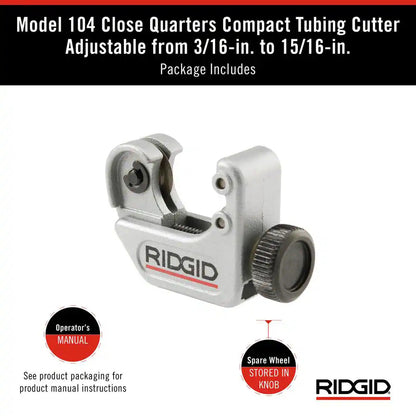 32985 Model 104 Close Quarters Tubing Cutter, 3/16-inch to 15/16-inch Tube