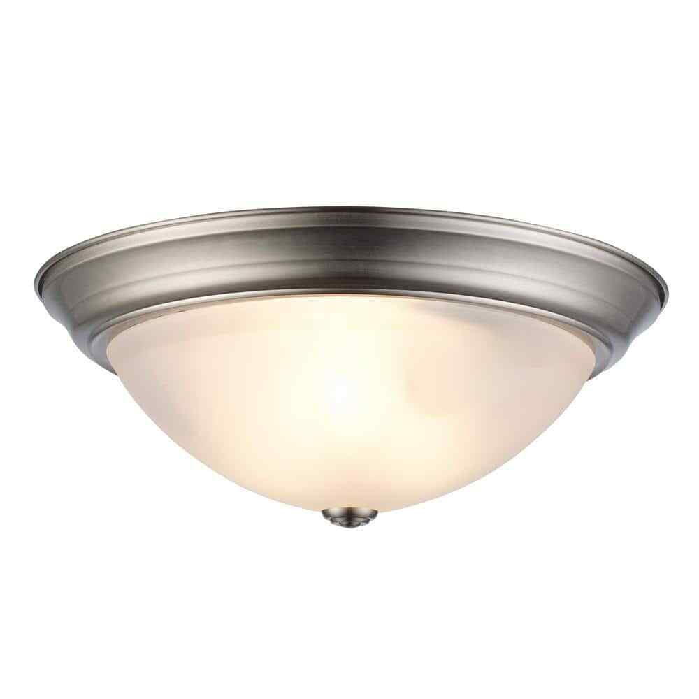 Bel Air Lighting Bowers 15 in. 3-Light Brushed Nickel Flush Mount Ceiling Light