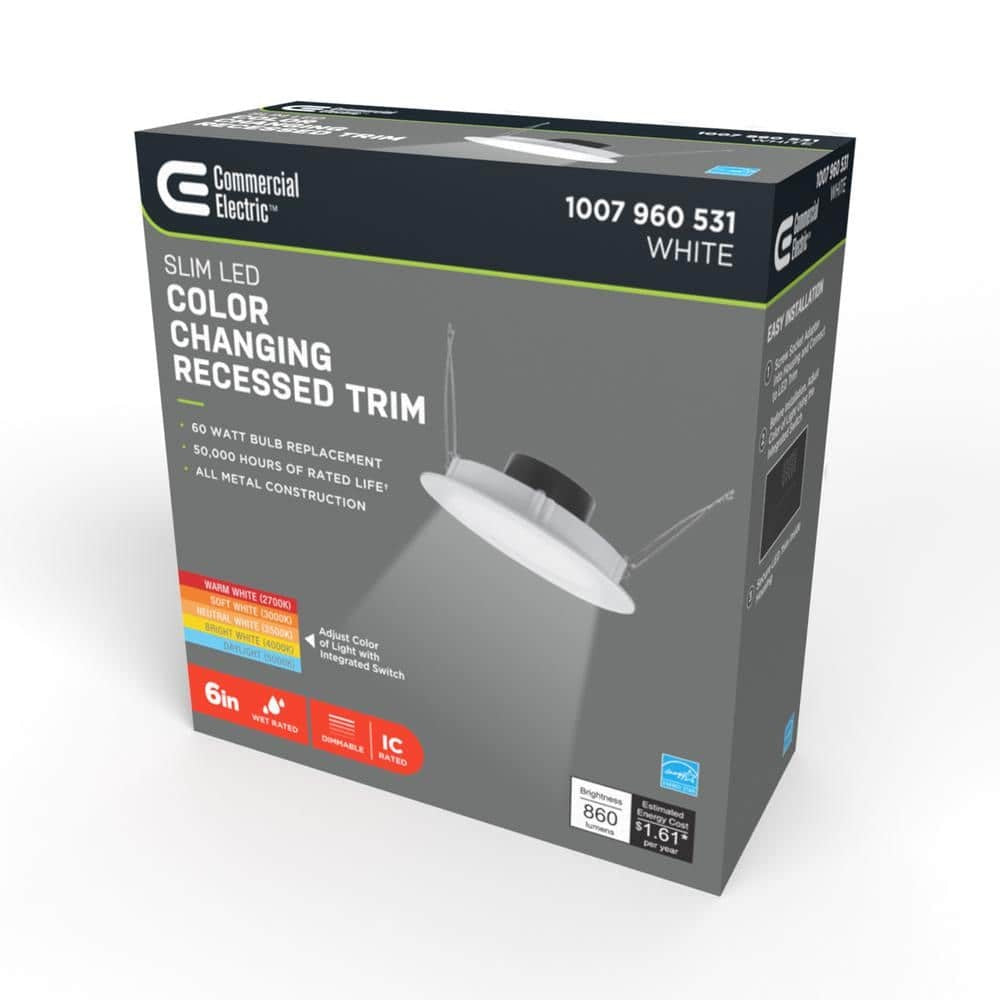 Commercial Electric Integrated LED 6" Retrofit Ultra Slim  Recessed Light, White