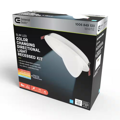 Commercial Electric 6 in Color Changing Directional Light Recessed Kit, White