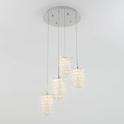 Artika Crystal Cube 4 Light Chrome Modern Integrated LED Pendant Light Fixture