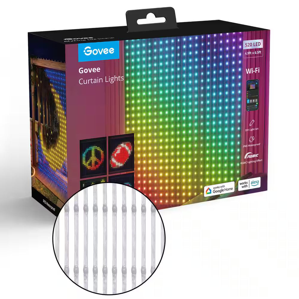 520 LED Leads 6.5 ft. Indoor Plug-in LED Novelty Curtain Lights LED String Light