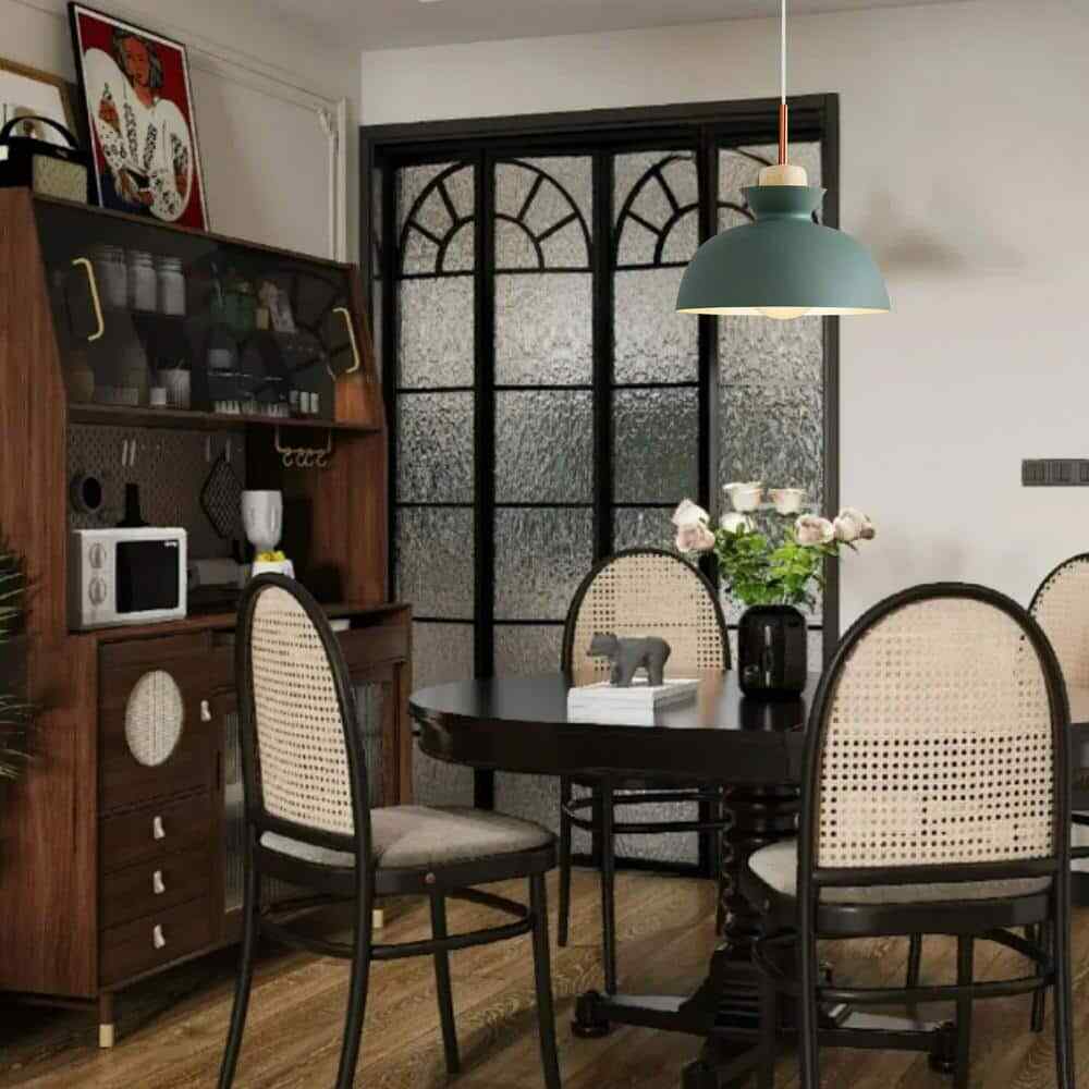 1-Light Green Bowl Pendant Scandinavian Hanging Pendant Ceiling Light Fixture