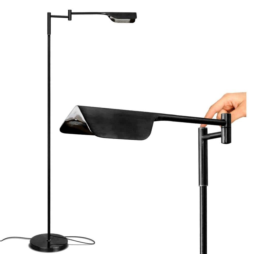 Brightech Leaf 53" Black 1-Light Dimming LED Floor Black with Metal Empire Shade