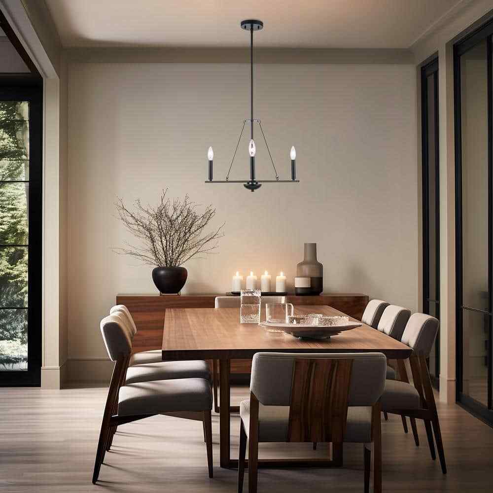 Bel Air Lighting Linden 3-Light Black Candle Chandelier 11643 BK