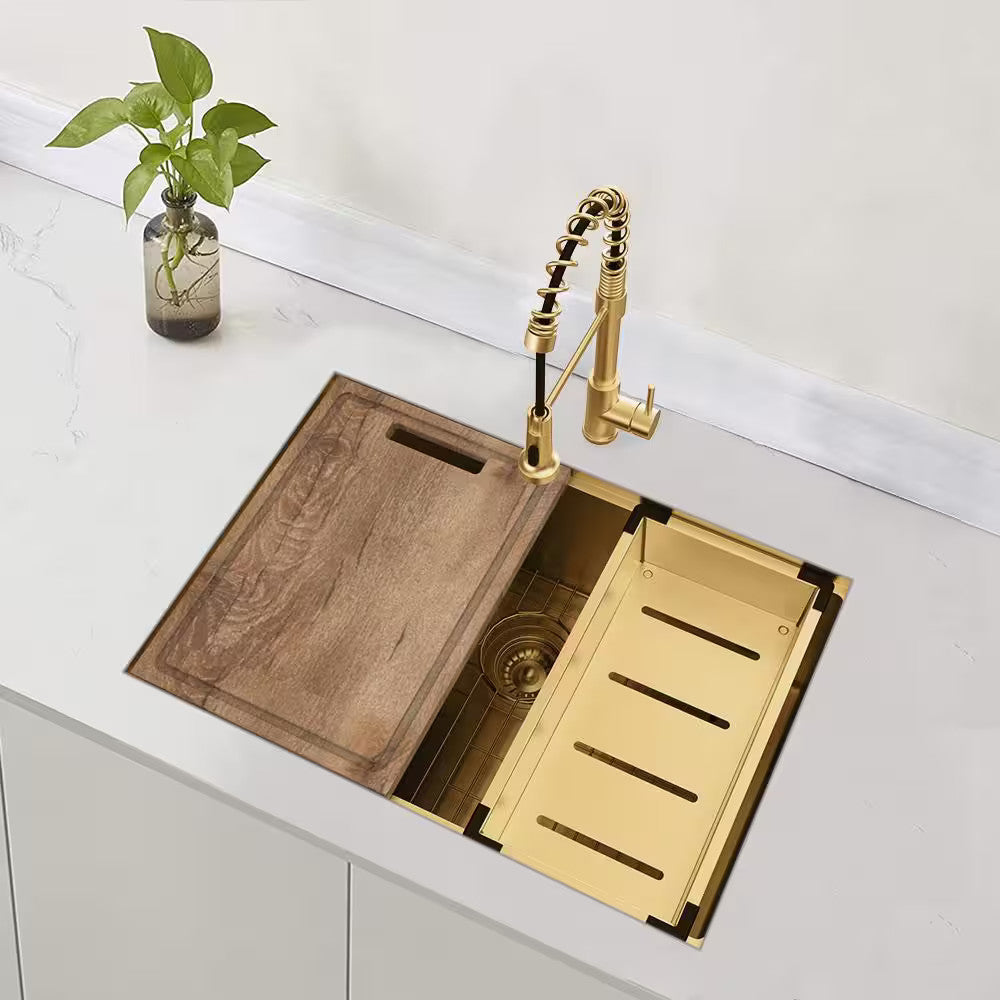 32" Undermount Gold Stainless Steel Workstation Kitchen Sink with Accessories