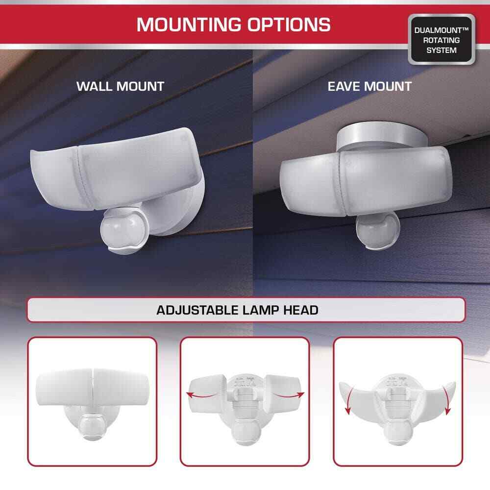 Defiant MaxDetect Motion Wired 2-Head LED Security Flood Light, White, Outdoor