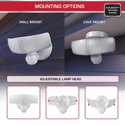 Defiant MaxDetect Motion Wired 2-Head LED Security Flood Light, White, Outdoor
