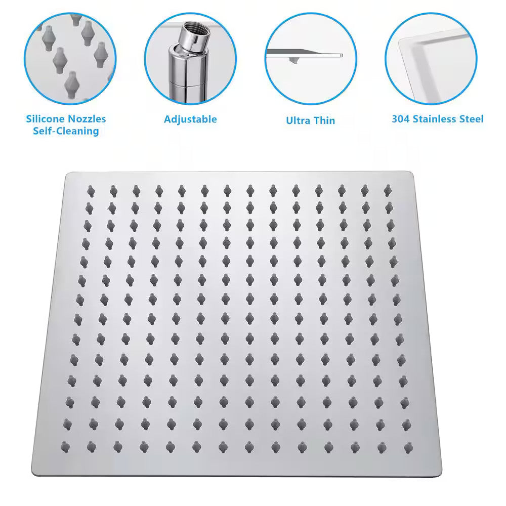  2.5 GPM 12 Ceiling Mount and Wall Mount Rain Fixed Shower Head Polished Chrome