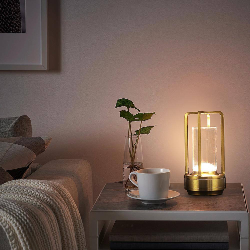 7 in. Outdoor/Indoor Dimmable Touch Control Industrial Gold Portable Table Lamp