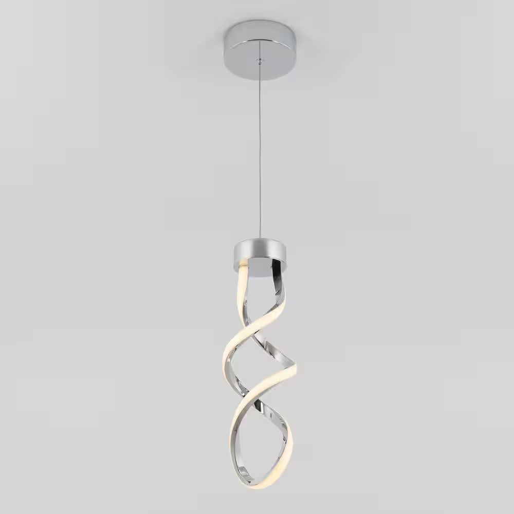 Artika Swirl 13-Watt Integrated LED Chrome Mini Pendant for Kitchen Island