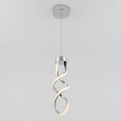 Artika Swirl 13-Watt Integrated LED Chrome Mini Pendant for Kitchen Island