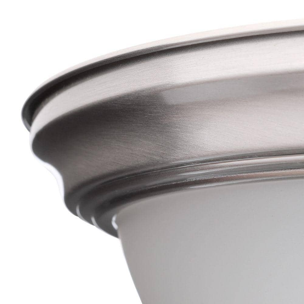 Commercial Electric 13 in. Brushed Nickel Flush Mount Frosted Glass Shade 2-Pack