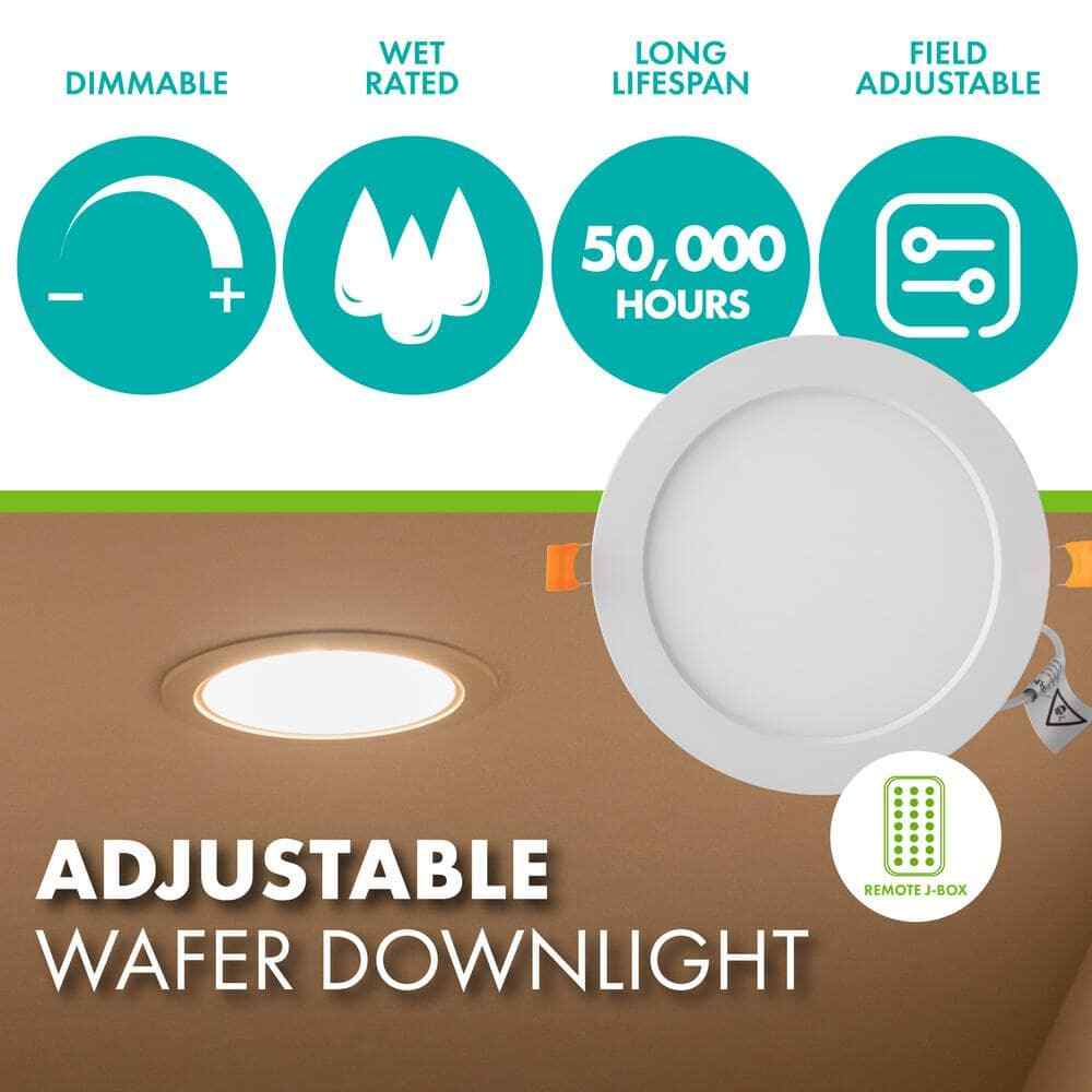 6 in. Slim Downlight CCT Selectable LED Recessed Downlight with Remote J-Box