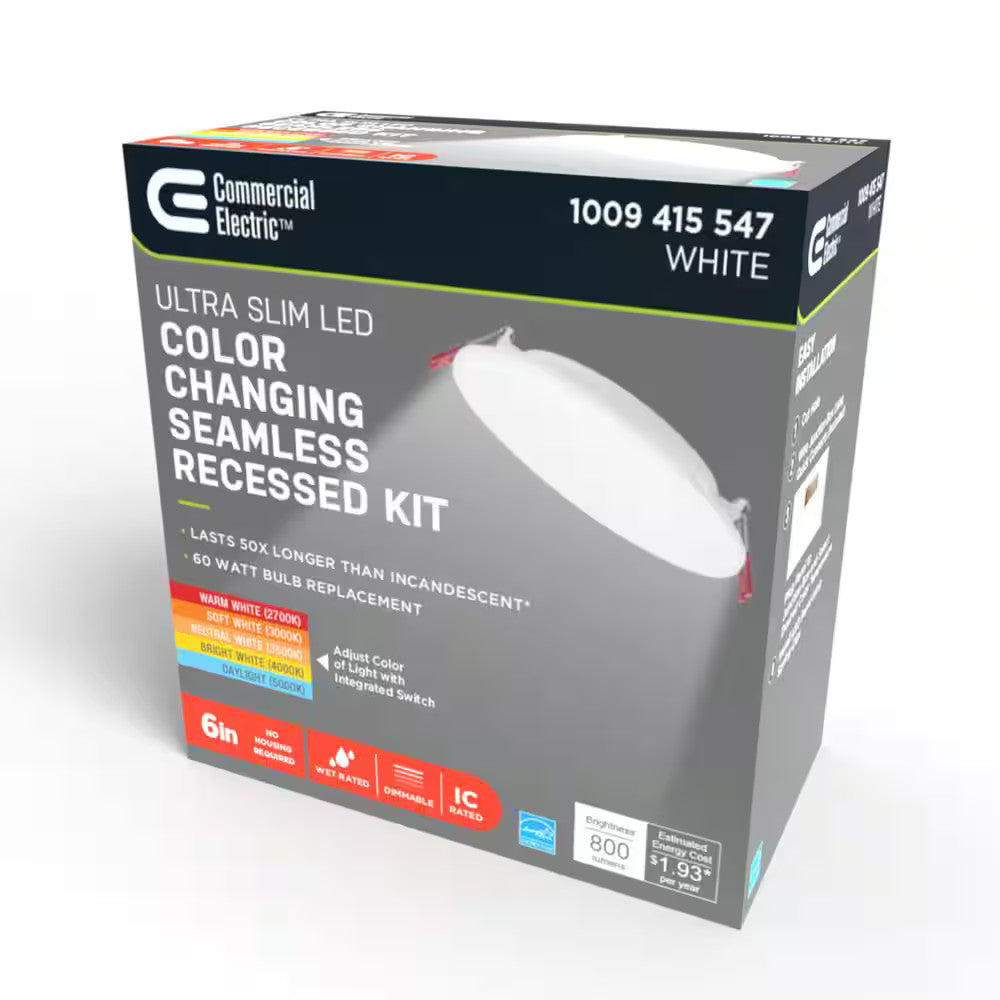 Commercial Electric Infiniedge 6 in Round Adj Color Temp Canless Recessed Light