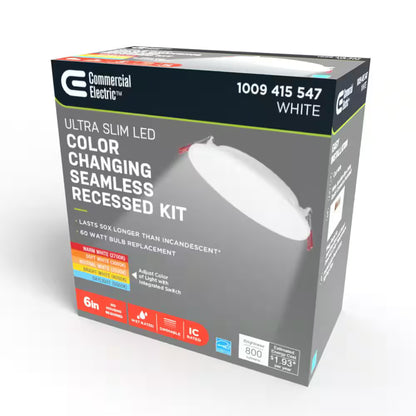 Commercial Electric Infiniedge 6 in Round Adj Color Temp Canless Recessed Light
