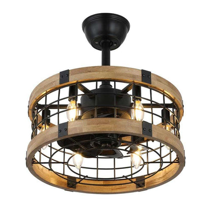 Bella Depot 18 in. Metal Black Caged Reversible Ceiling Fan w/ Lights and Remote
