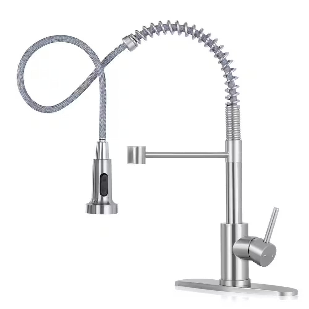 AKLFGN Kitchen Faucet Pull Out Sprayer Kitchen Faucet, Deckplate, Brushed Nickel