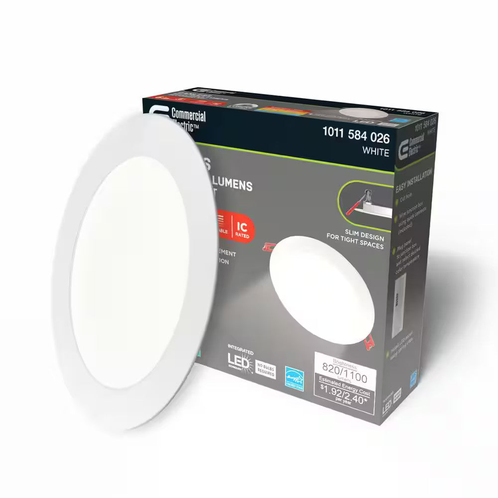 Commercial Electric 6 in. LED 2-Level Lumen Select Canless Recessed Light