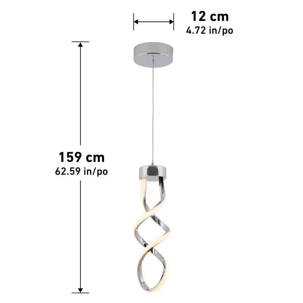 Artika Swirl 13-Watt Integrated LED Chrome Mini Pendant for Kitchen Island