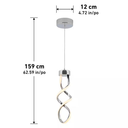 Artika Swirl 13-Watt Integrated LED Chrome Mini Pendant for Kitchen Island