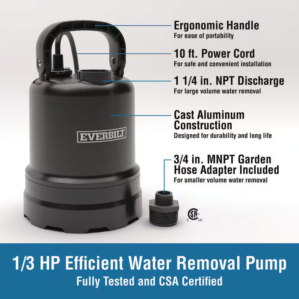 1/3 HP Submersible Aluminum Utility Pump