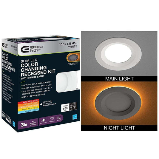 Commercial Electric 3 in. Canless LED Recessed Light Trim w/ Night Light 