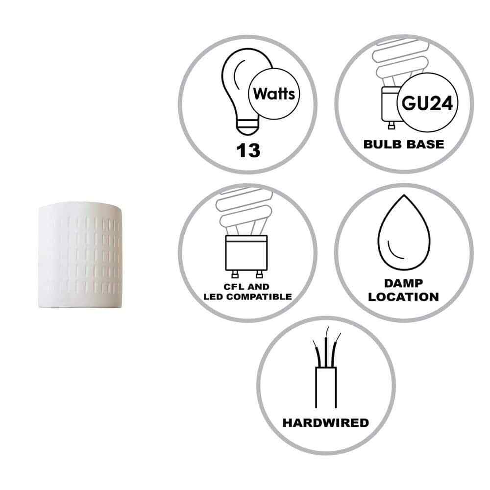 Bel Air Lighting 1-Light CFL White Wall Sconce with Paintable Ceramic Shade