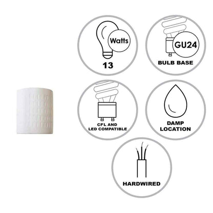 Bel Air Lighting 1-Light CFL White Wall Sconce with Paintable Ceramic Shade