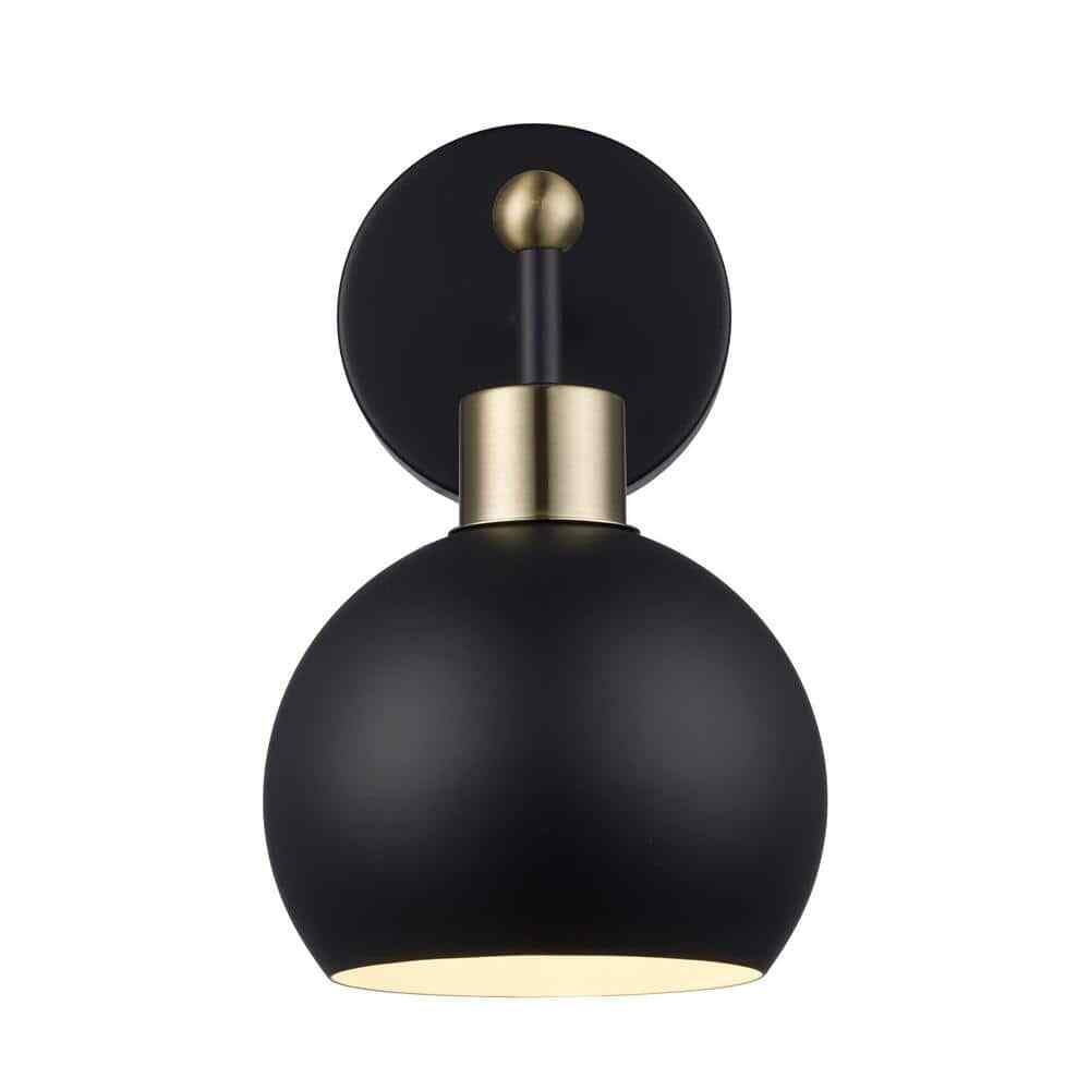 Bel Air Indigo 1-Light Black & Gold Wall Sconce Light Fixture with Metal Shade
