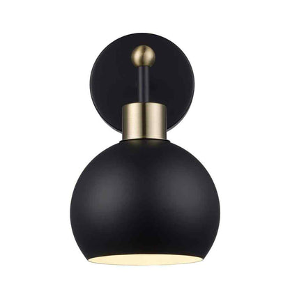 Bel Air Indigo 1-Light Black & Gold Wall Sconce Light Fixture with Metal Shade