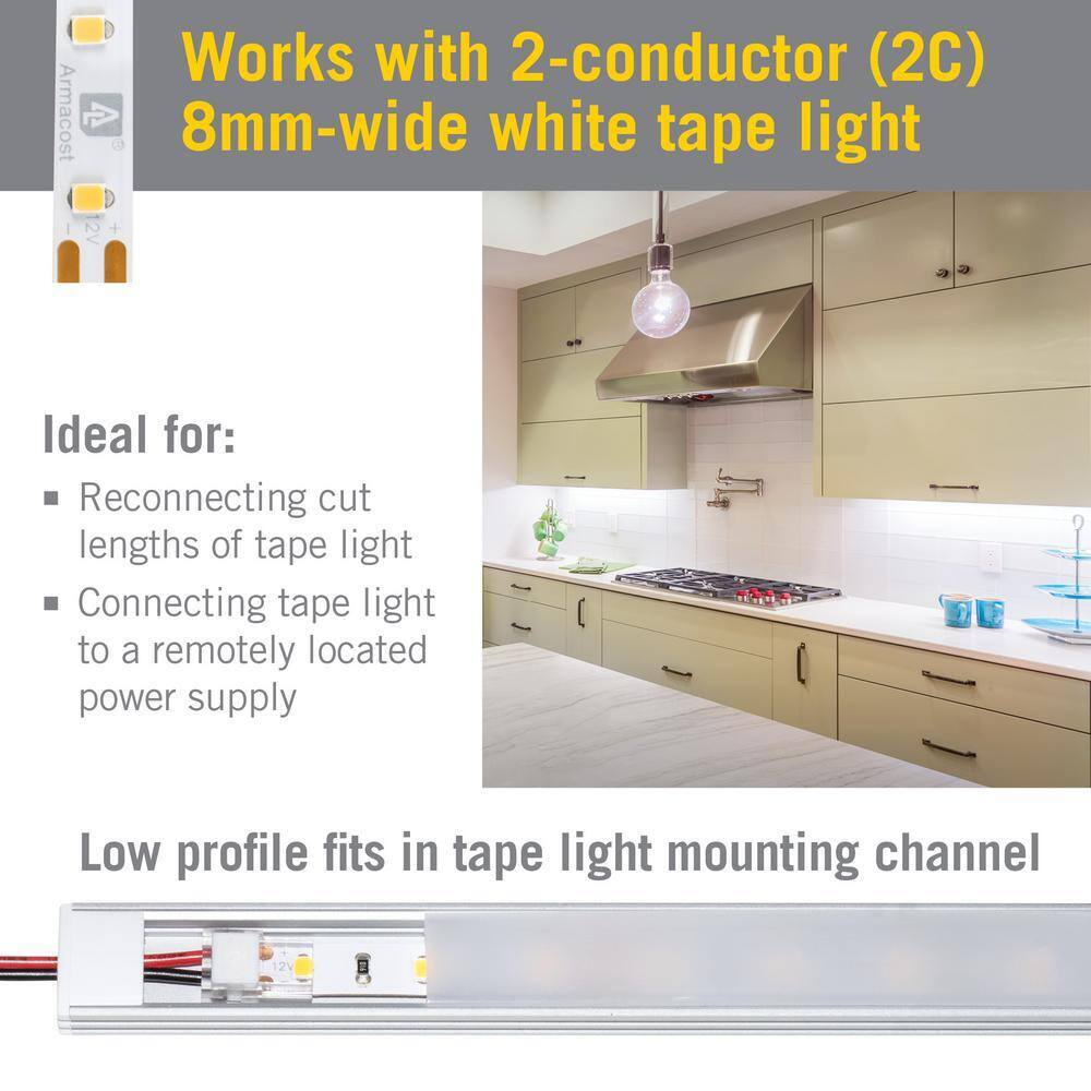 Armacost Lighting SureLock Pro White/Single LED Tape to Wire Channel Connector