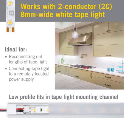 Armacost Lighting SureLock Pro White/Single LED Tape to Wire Channel Connector