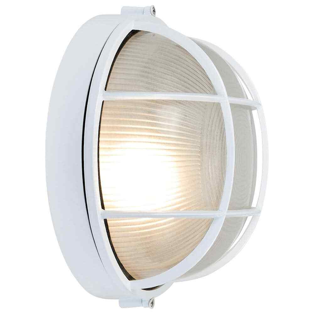 Access Lighting Nauticus White Outdoor Bulkhead Light w/ Frosted Glass Shade