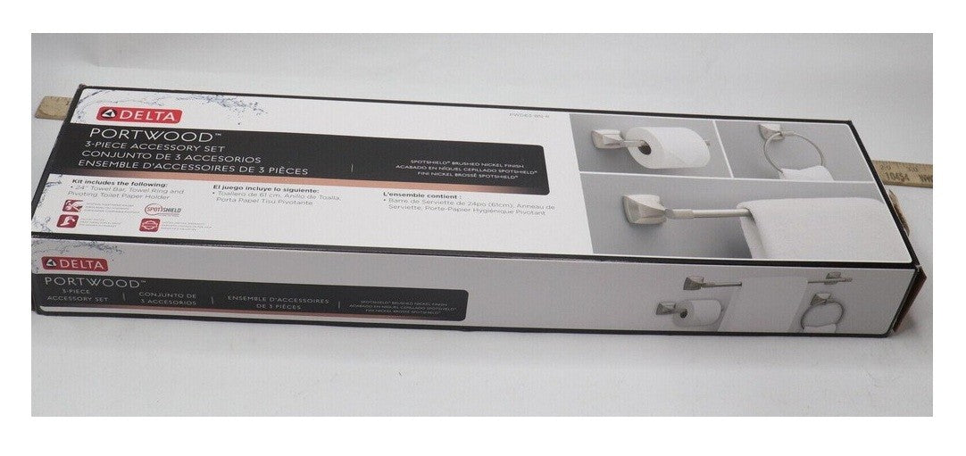 Delta PWD63-BN Portwood 3 Piece Bath Accessory Set Satin Brushed Nickel Finish