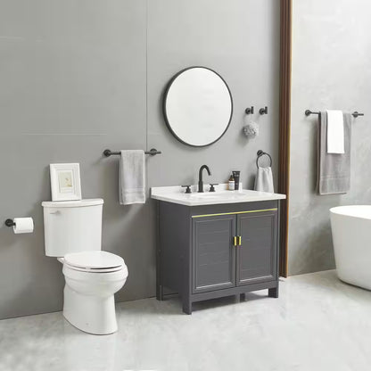 BWE 6-Piece Modern Bath Set w/ Towel Ring, Toilet Paper Holder, Bar, Matte Black