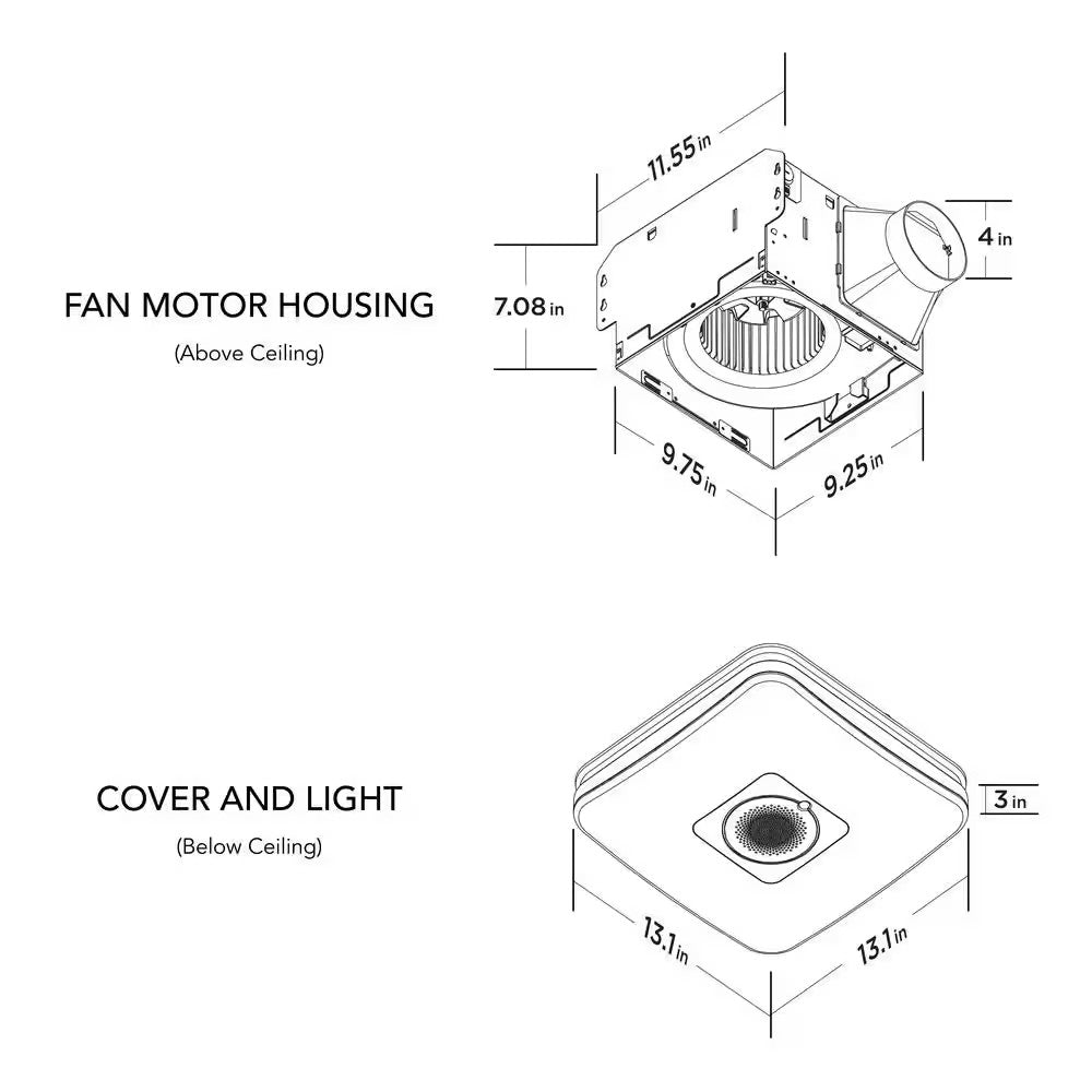Commercial Electric 80/110 CFM Ceiling Mount Room Side Installation Smart