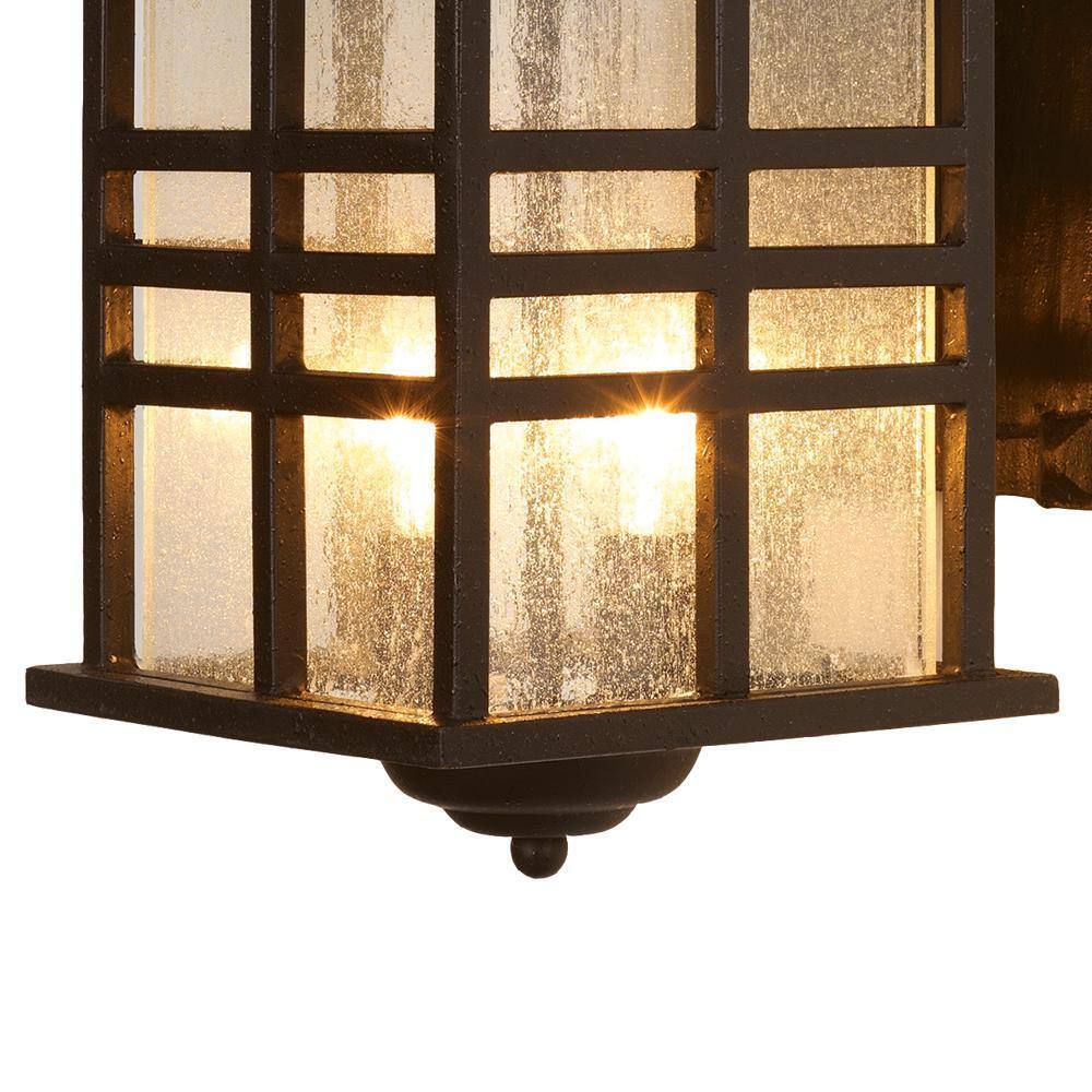Bel Air Lighting Huntington Bronze Outdoor Wall Light Fixture w/ Seeded Glass