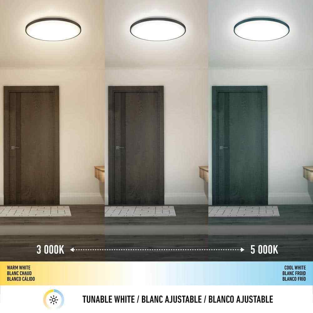Artika Europa Modern Black LED CCT 3 Flush Mount Ceiling Light Fixture
