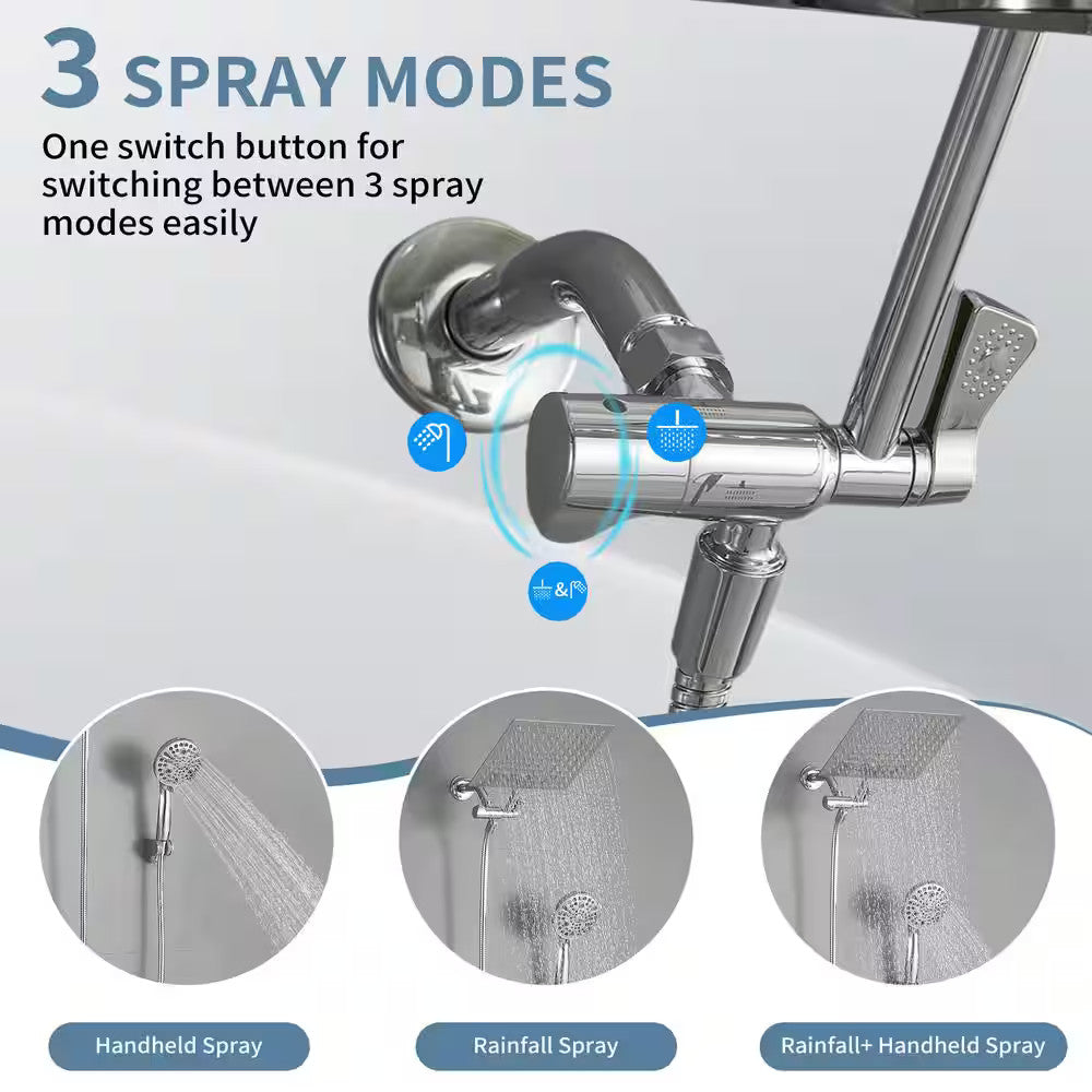 BWE Rainfull 10 in. 9-Spray Patterns Dual Wall Mount Dual Shower Heads CHROME