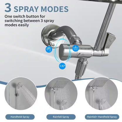 BWE Rainfull 10 in. 9-Spray Patterns Dual Wall Mount Dual Shower Heads CHROME