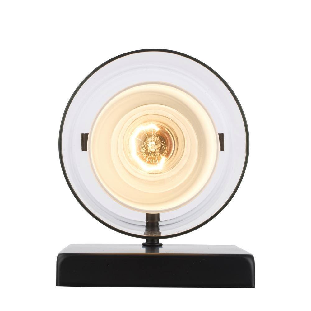 Bel Air Lighting Lisbon 1-Light Black Wall Sconce Light Fixture w/ Glass Shade